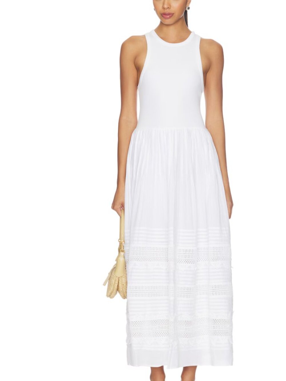 Polo Ralph Lauren White Lace-Trim Tank Midi/Maxi Dress -M- MSRP $498